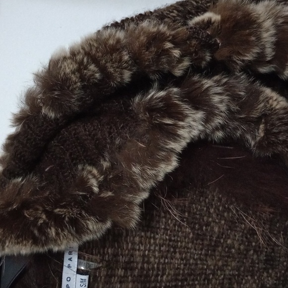 Tempo Paris full length sweater coat, fur collar and trim, super soft s/m size - Picture 3 of 8